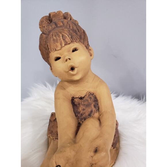 1980's Lee Bortin Signed Clay Sculpture BALLARINA GIRL Figure ALMOST READY - Picture 6 of 6